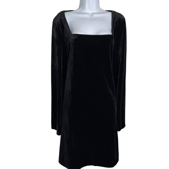 Tuckernuck Velvet Middleton Dress Black long sleeves size XXL square neckline - Picture 2 of 9